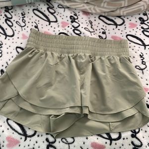 olive green running shorts